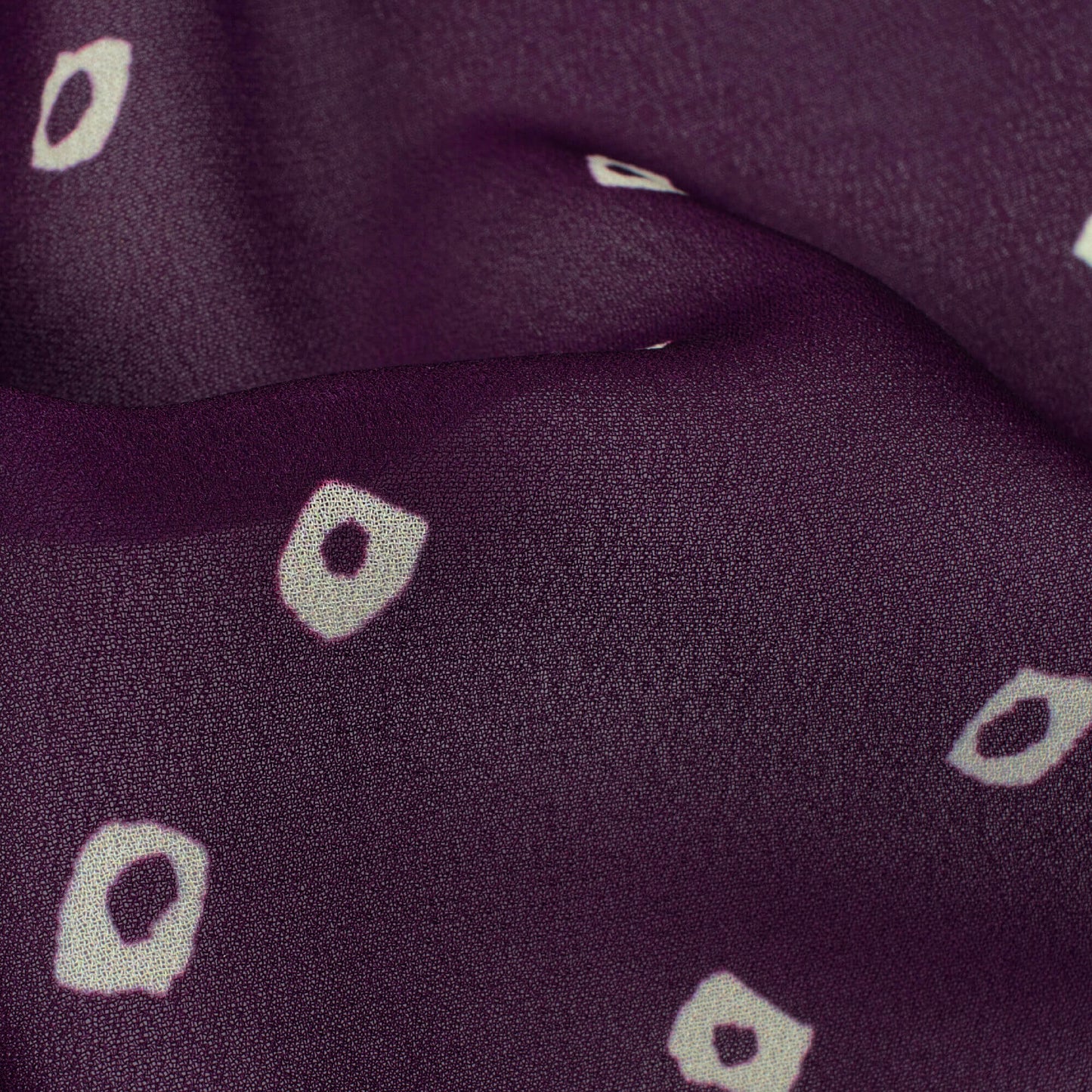 Wine Purple And Cream Bandhani Pattern Digital Print Georgette Fabric
