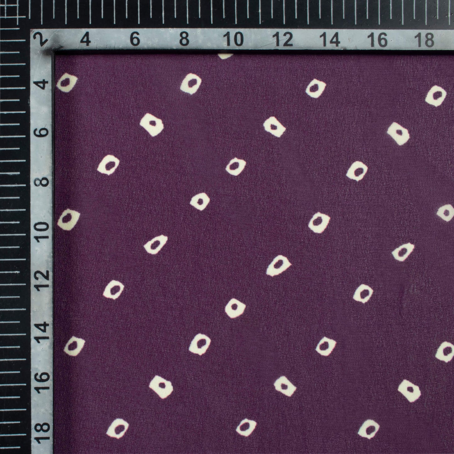 Wine Purple And Cream Bandhanii Pattern Digital Print Georgette Fabric