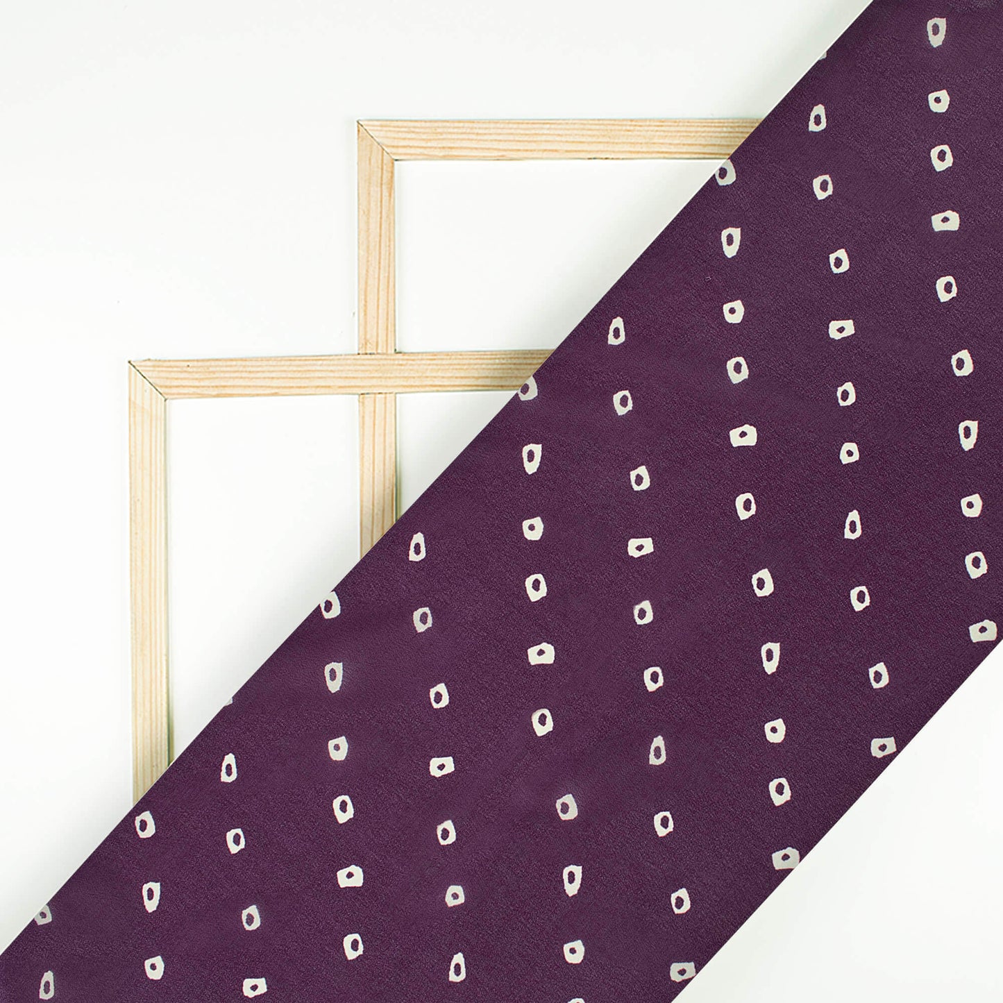 Wine Purple And Cream Bandhanii Pattern Digital Print Georgette Fabric
