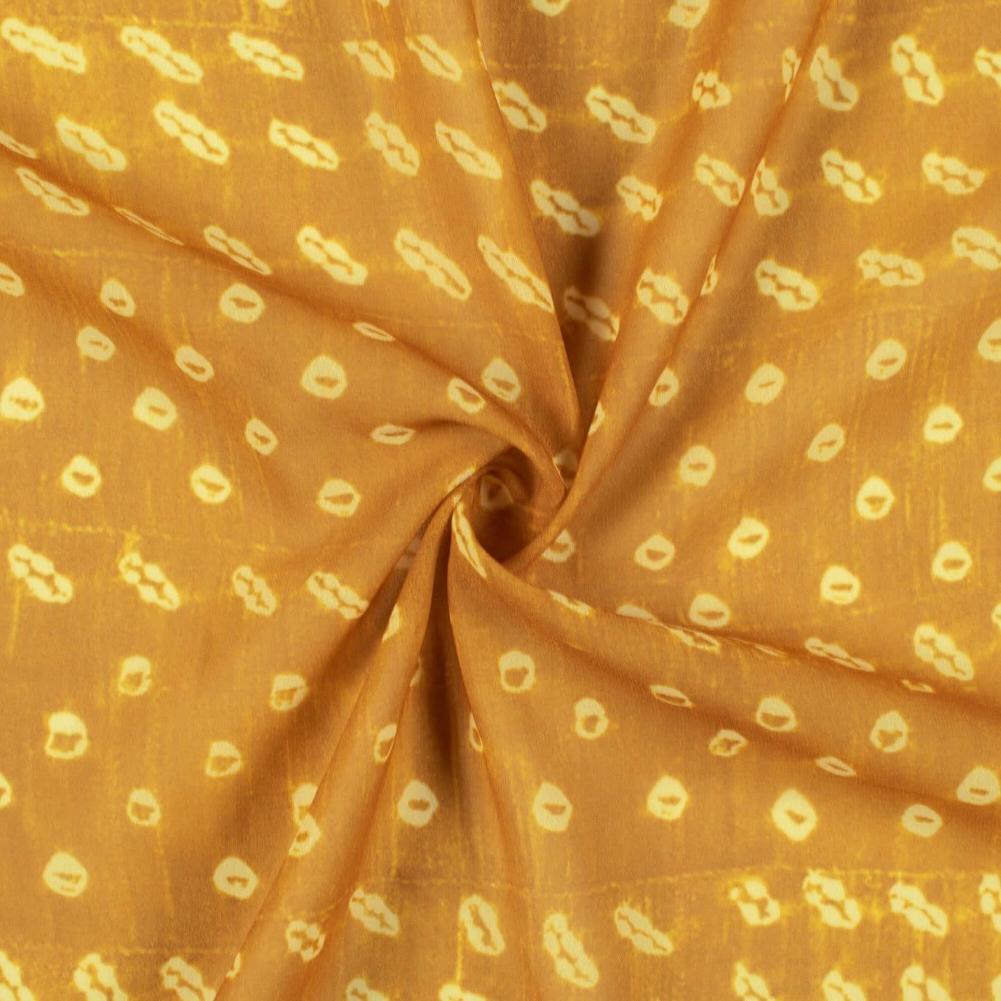 Dijon Yellow And Laguna Yellow Bandhanii Pattern Digital Print Georgette Fabric
