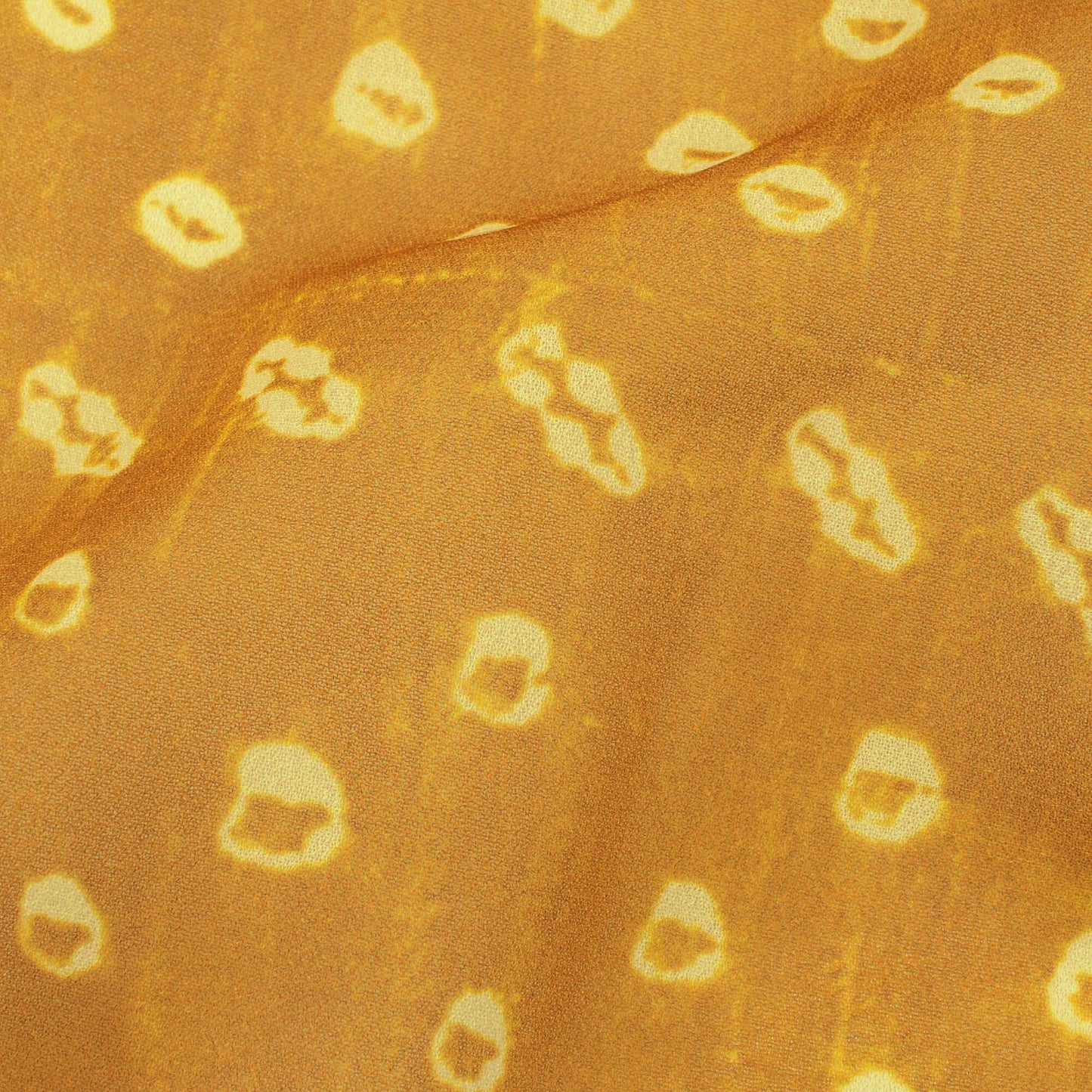 Dijon Yellow And Laguna Yellow Bandhanii Pattern Digital Print Georgette Fabric