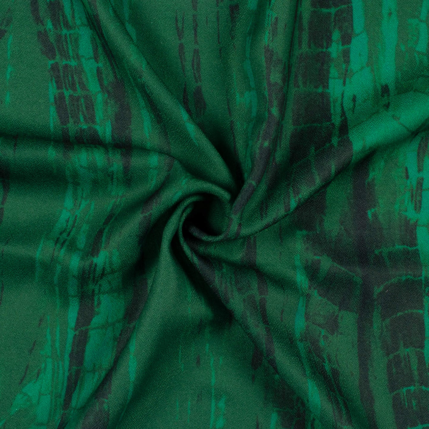 Bottle Green Shibori Pattern Digital Print Moss Crepe Fabric