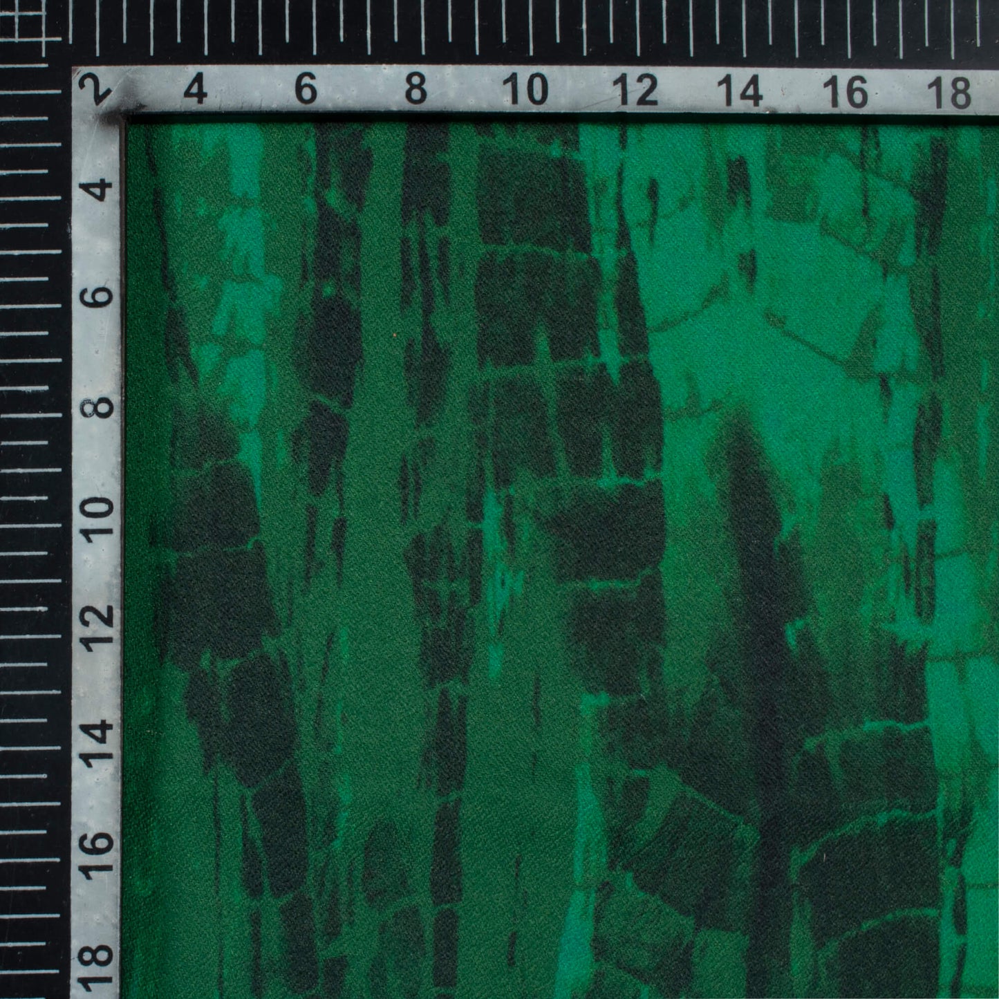 Bottle Green Shiiborii Pattern Digital Print Moss Crepe Fabric