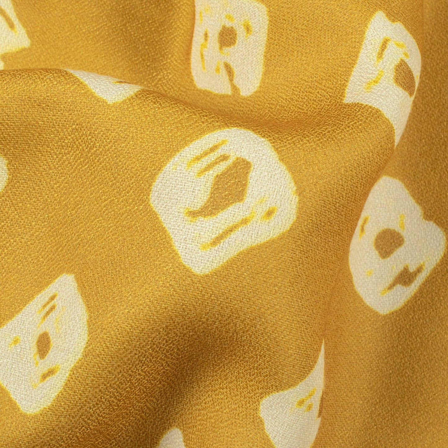 Dijon Yellow And Cream Bandhanii Pattern Digital Print Moss Crepe Fabric