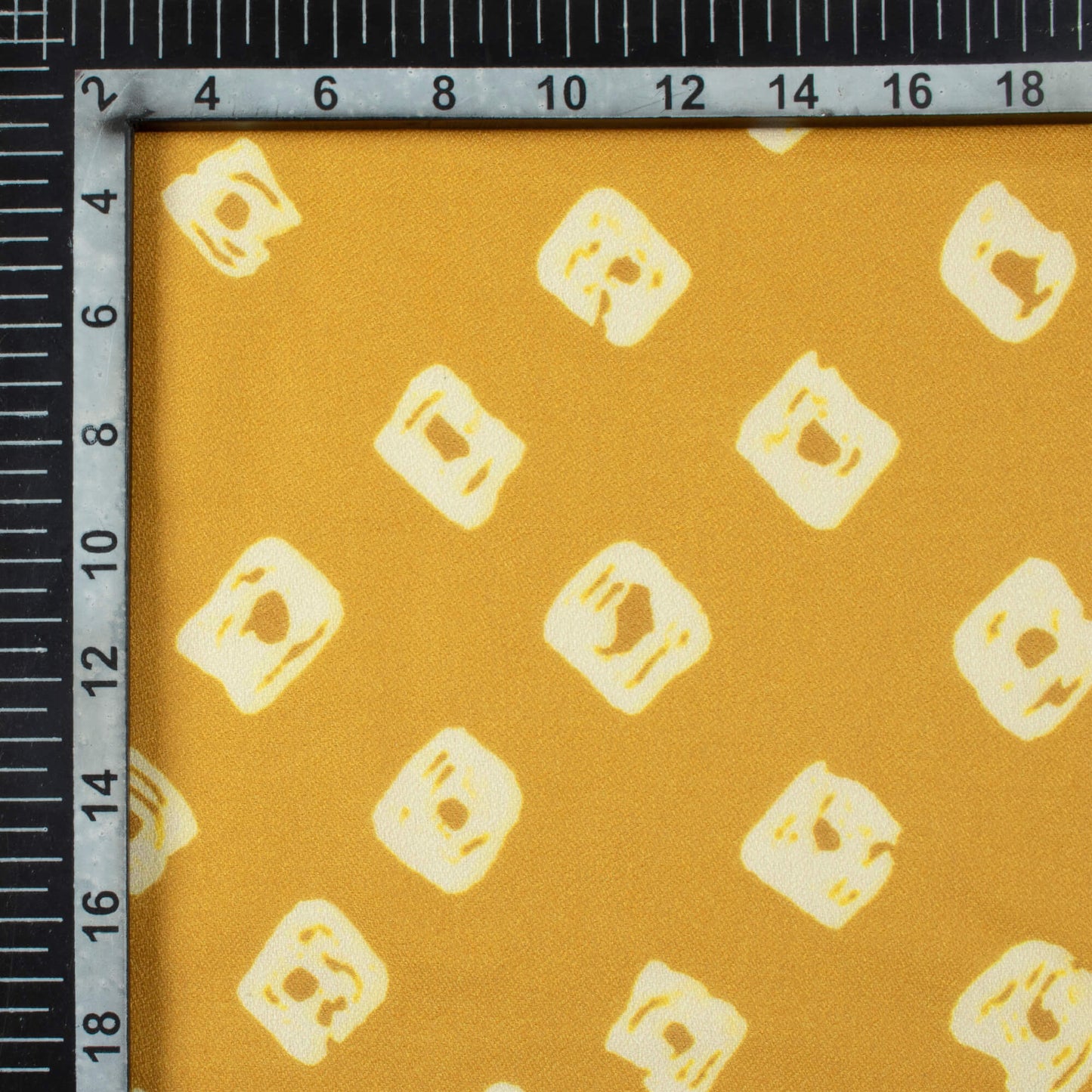Dijon Yellow And Cream Bandhanii Pattern Digital Print Moss Crepe Fabric