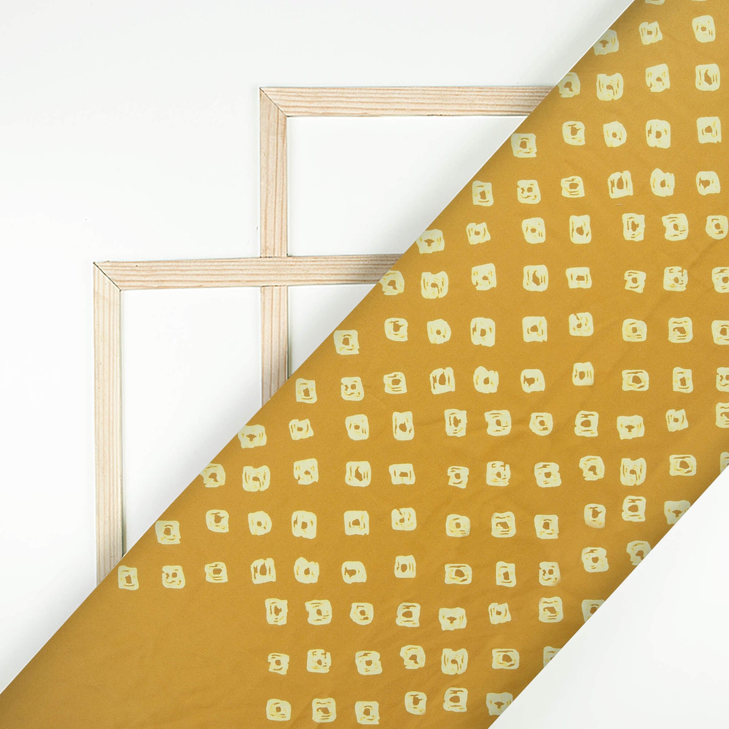 Dijon Yellow And Cream Bandhanii Pattern Digital Print Moss Crepe Fabric
