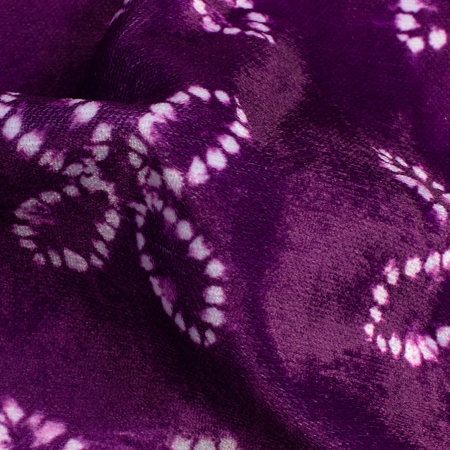 Wine Purple And Off White Floral Pattern Digital Print Premium Velvet Fabric