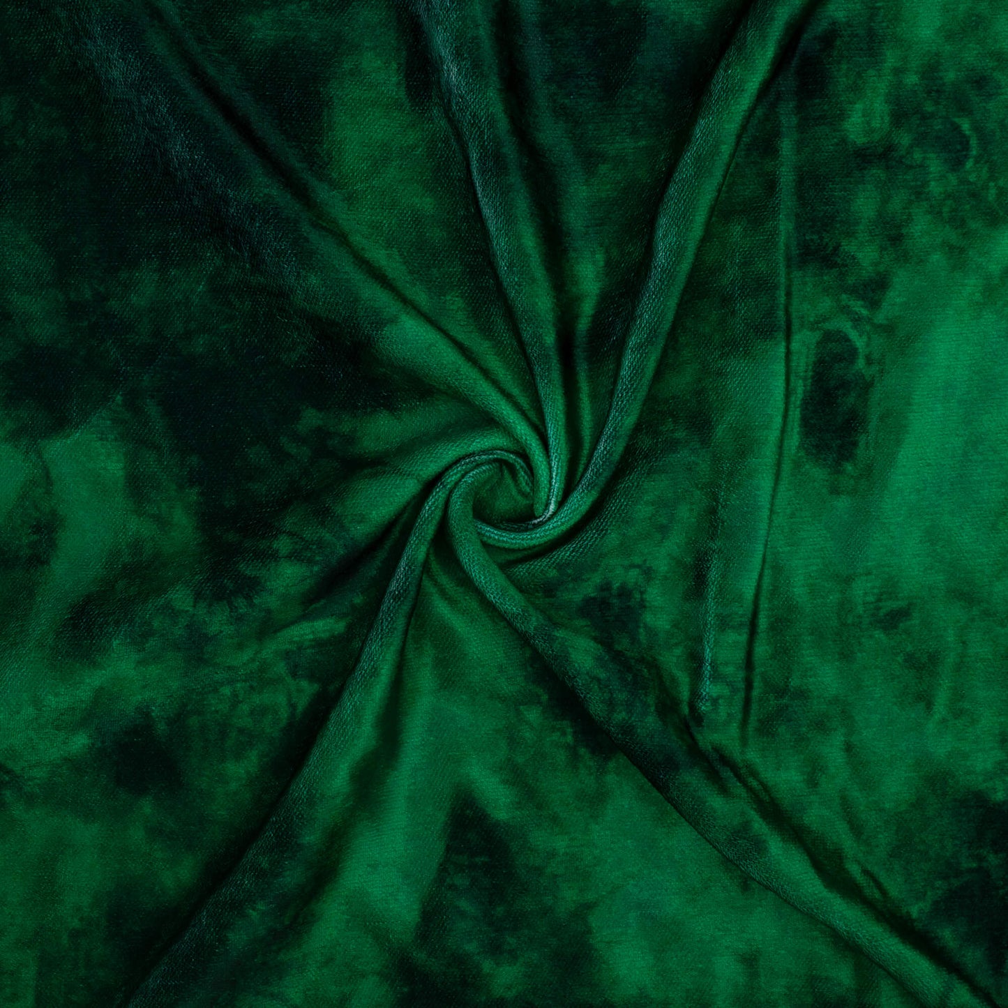 Bottle Green And Black Tye And Dye Pattern Digital Print Premium Velvet Fabric