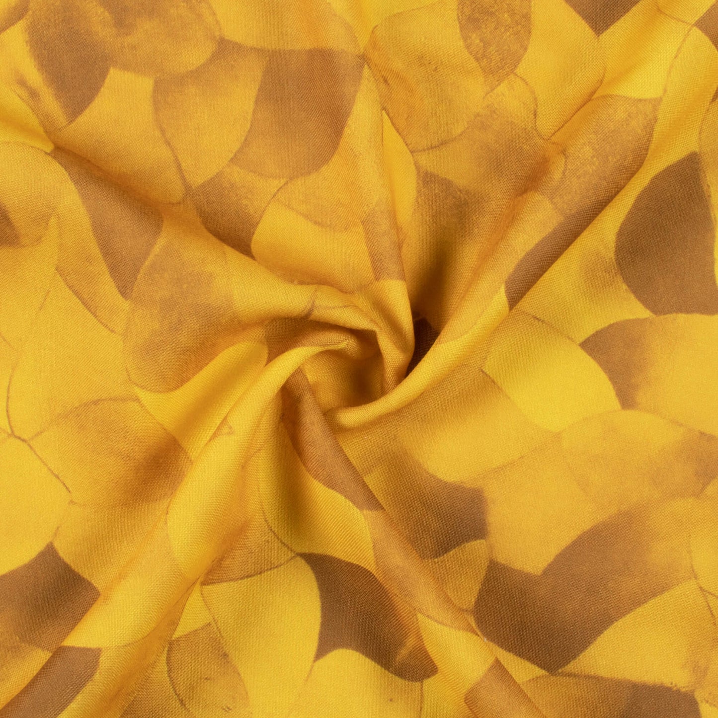 Dijon Yellow And Laguna Yellow Abstract Pattern Digital Print Rayon Fabric