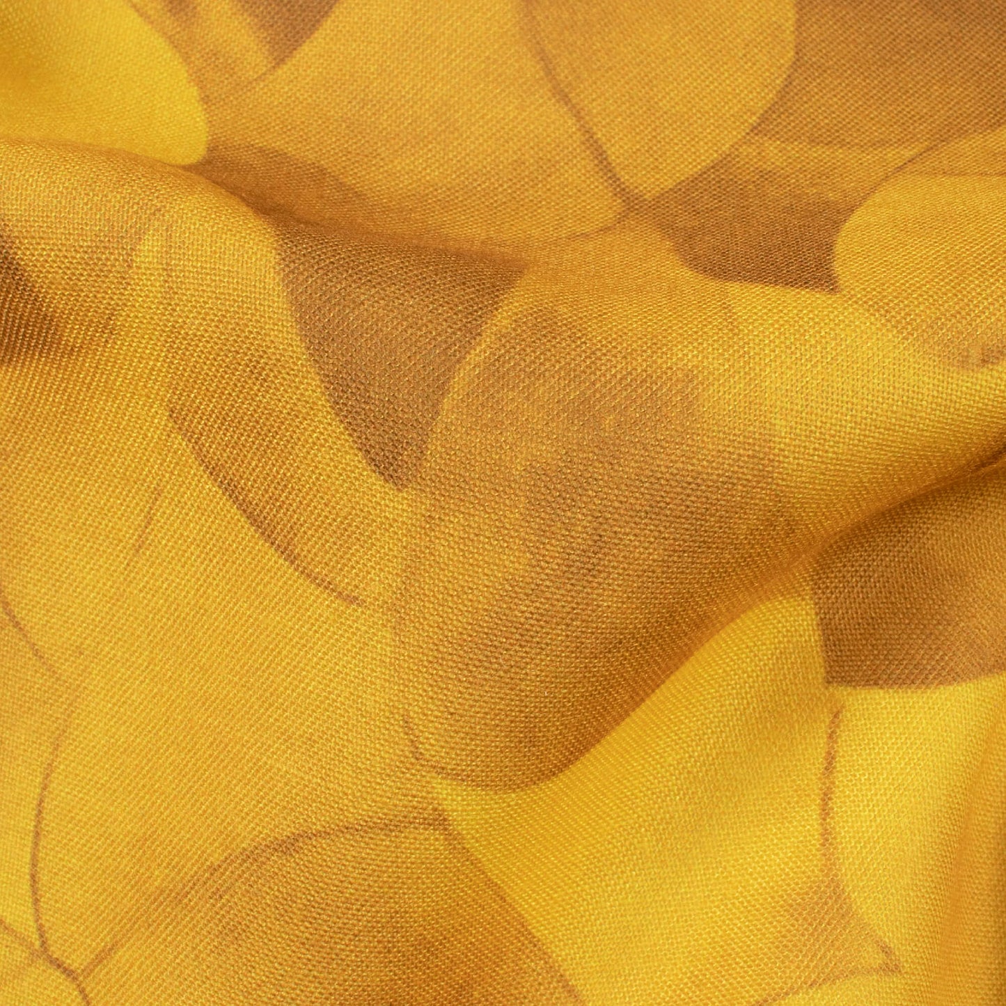 Dijon Yellow And Laguna Yellow Abstract Pattern Digital Print Rayon Fabric