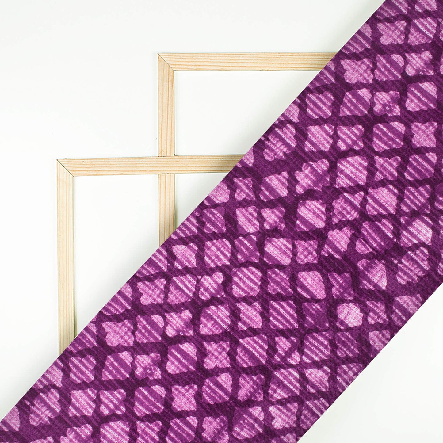 Wine Purple Geometric Pattern Digital Print Rayon Fabric