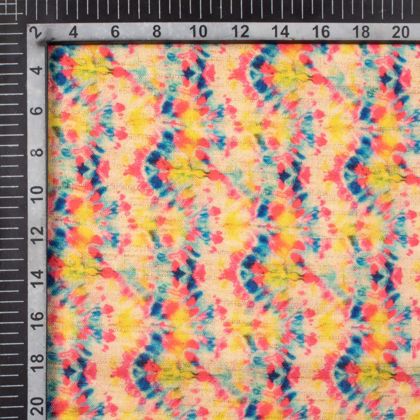 Royal Blue And Lemon Yellow Chevron Pattern Digital Print Textured Blend Fabric (Width 58 Inches)
