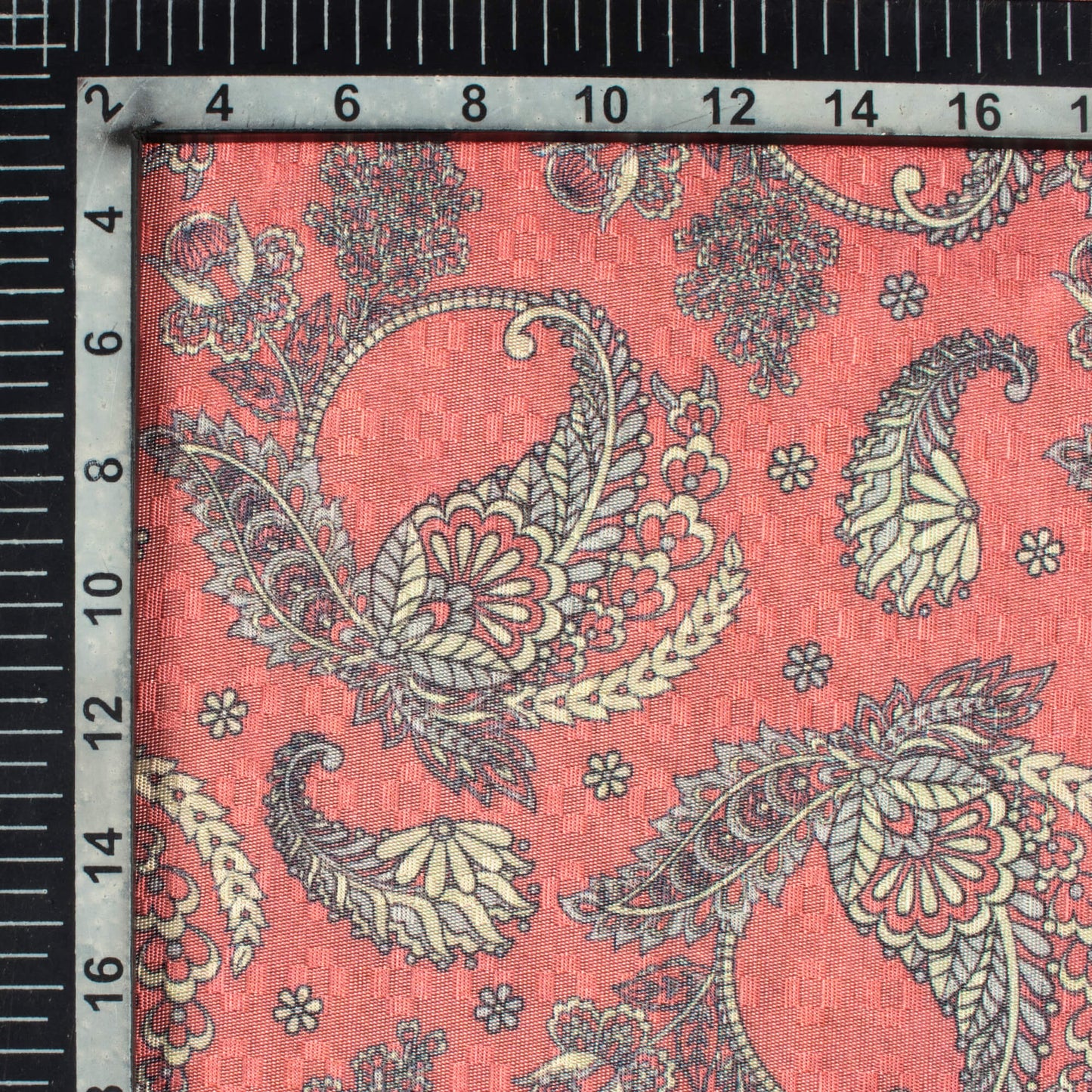 Cerise Pink And Sage Green Floral Pattern Digital Print Sherwani Fabric (Width 60 Inches)