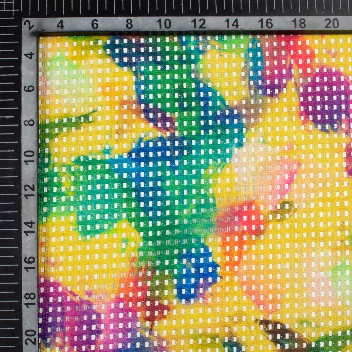 Tuscany Yellow And Green Abstract Pattern Digital Print Checks Raschel Net Fabric (Width 58 Inches)