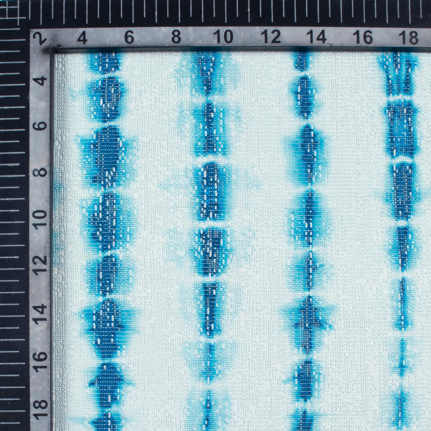 Yale Blue And White Shibori Pattern Digital Print Raschel Net Fabric (Width 58 Inches)