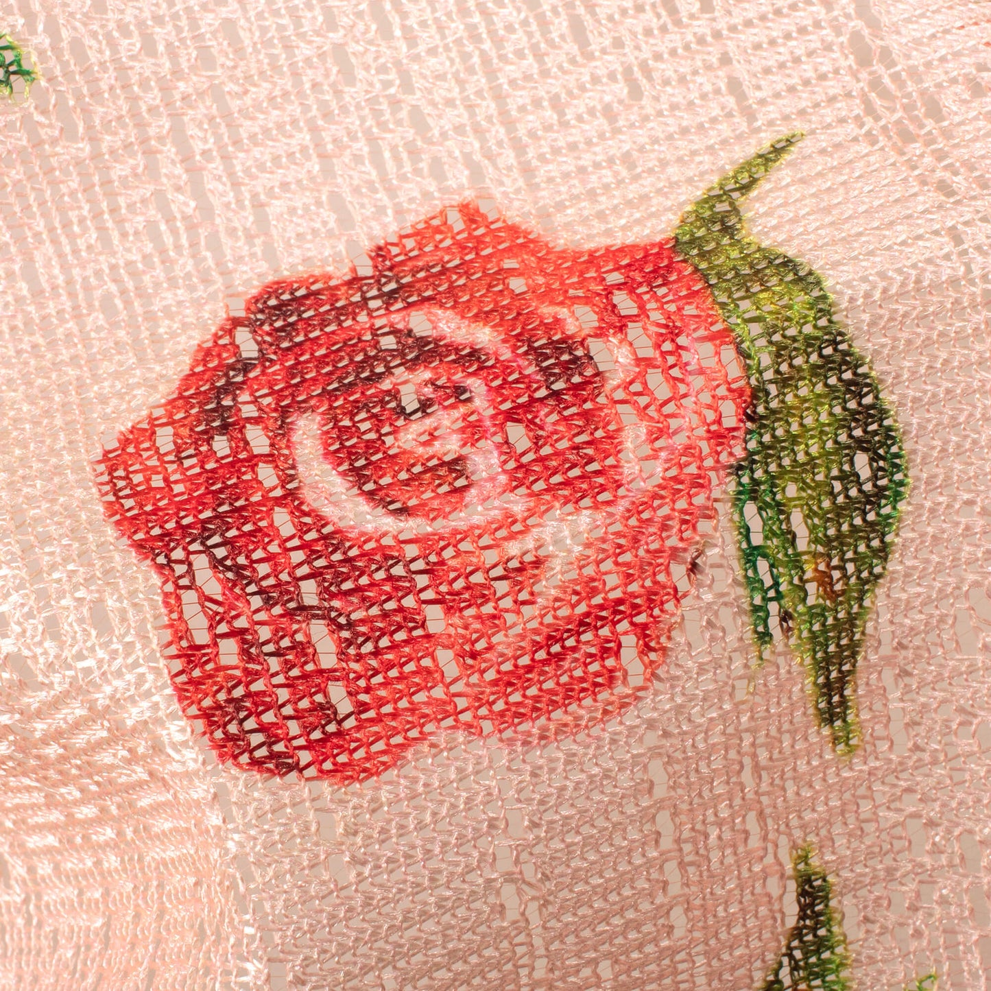 Salmon Peach And Red Floral Pattern Digital Print Raschel Net Fabric (Width 58 Inches)