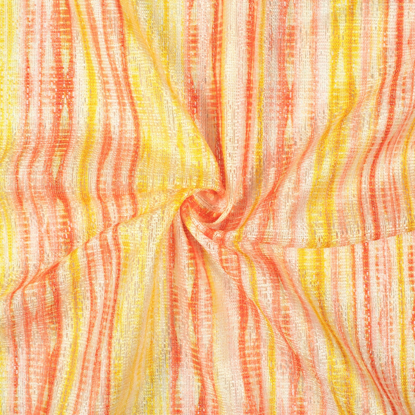 Bumblebee Yellow And Orange Shibori Pattern Digital Print Raschel Net Fabric (Width 58 Inches)