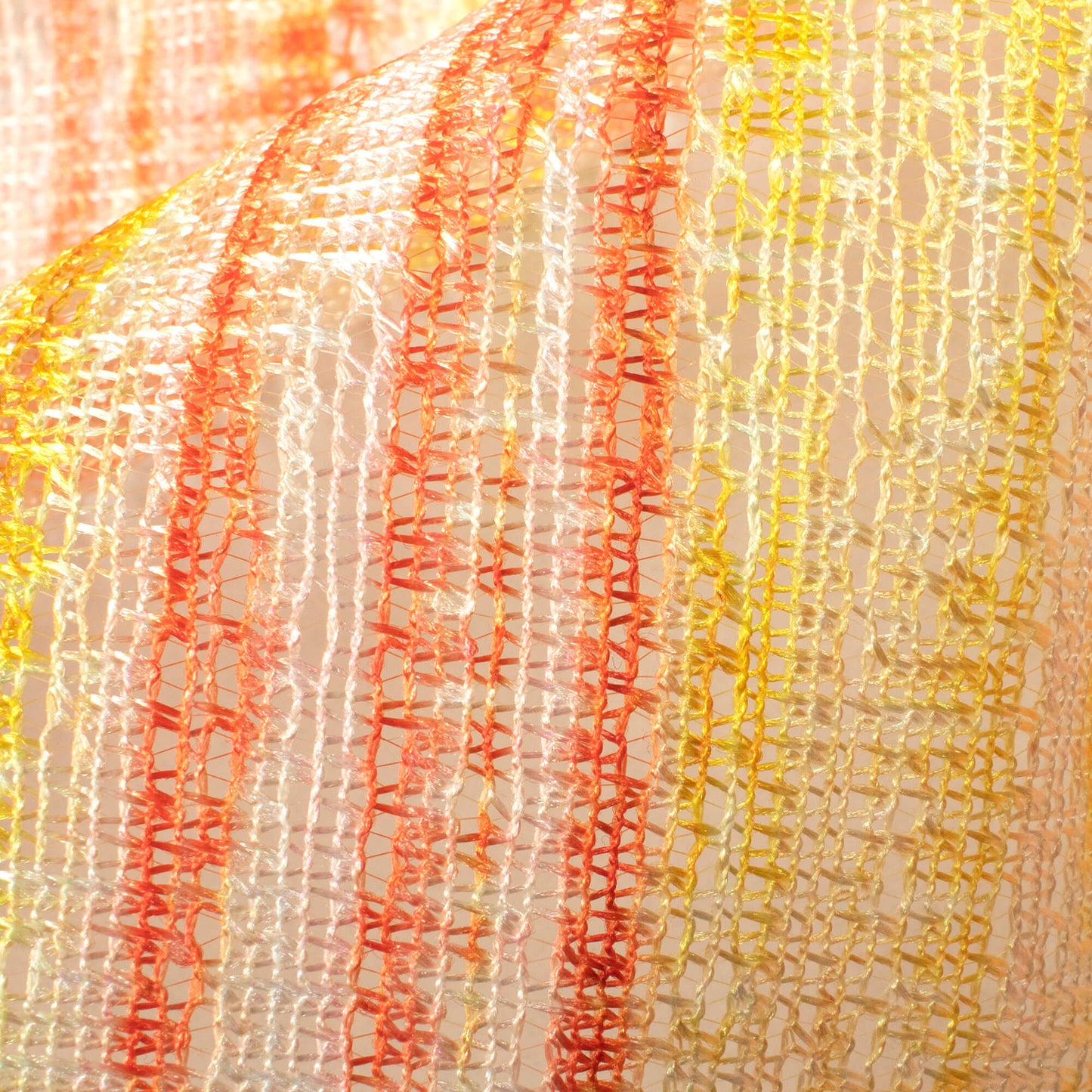 Bumblebee Yellow And Orange Shibori Pattern Digital Print Raschel Net Fabric (Width 58 Inches)