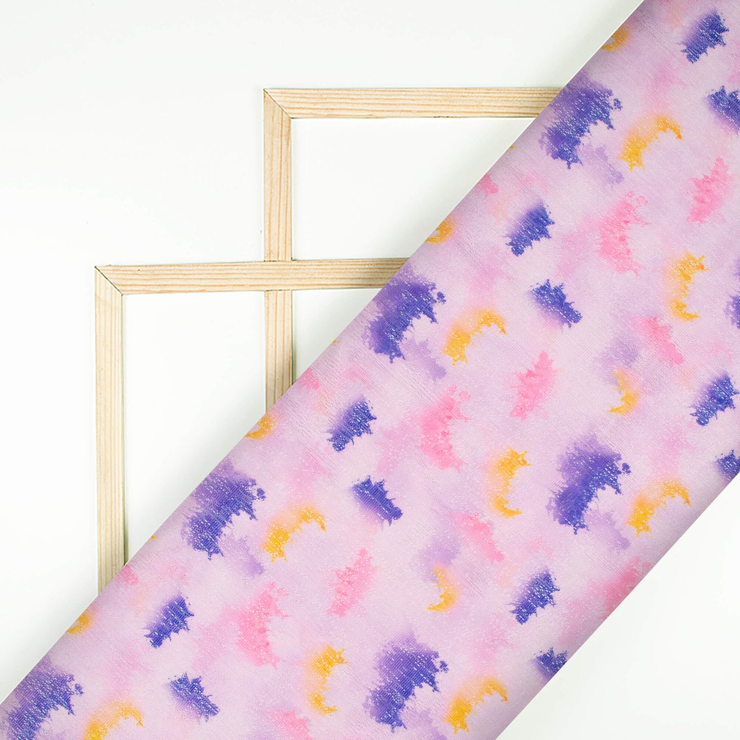 Pink And Blue Tie & Dye Pattern Digital Print Raschel Net Fabric (Width 58 Inches)
