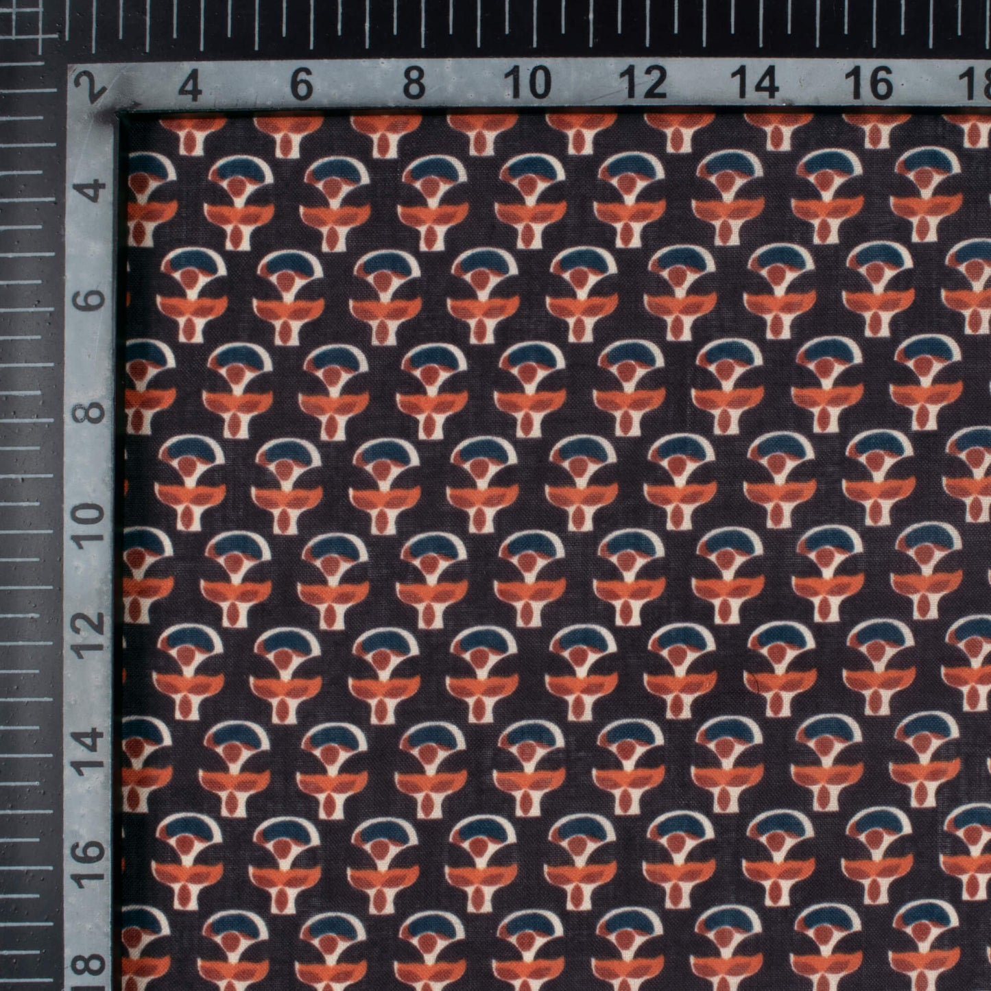 Black And Crimson Red Floral Pattern Digital Print Poly Cambric Fabric