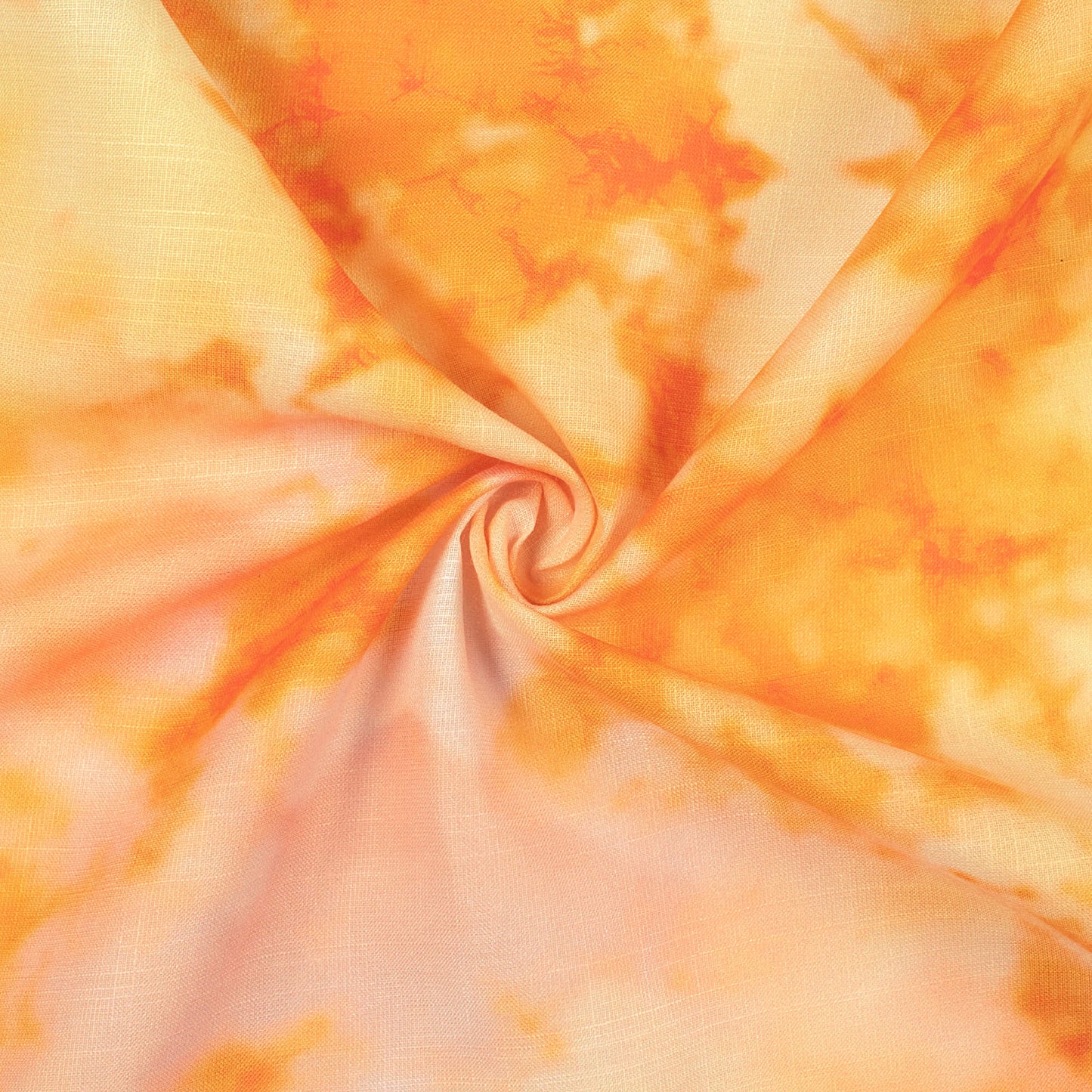 Carrot Orange Tie & Dye Pattern Digital Print Poly Linen Fabric