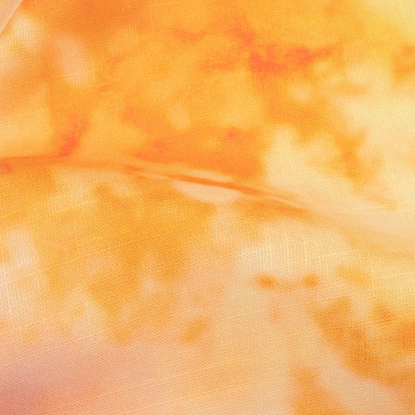 Carrot Orange Tie & Dye Pattern Digital Print Poly Linen Fabric