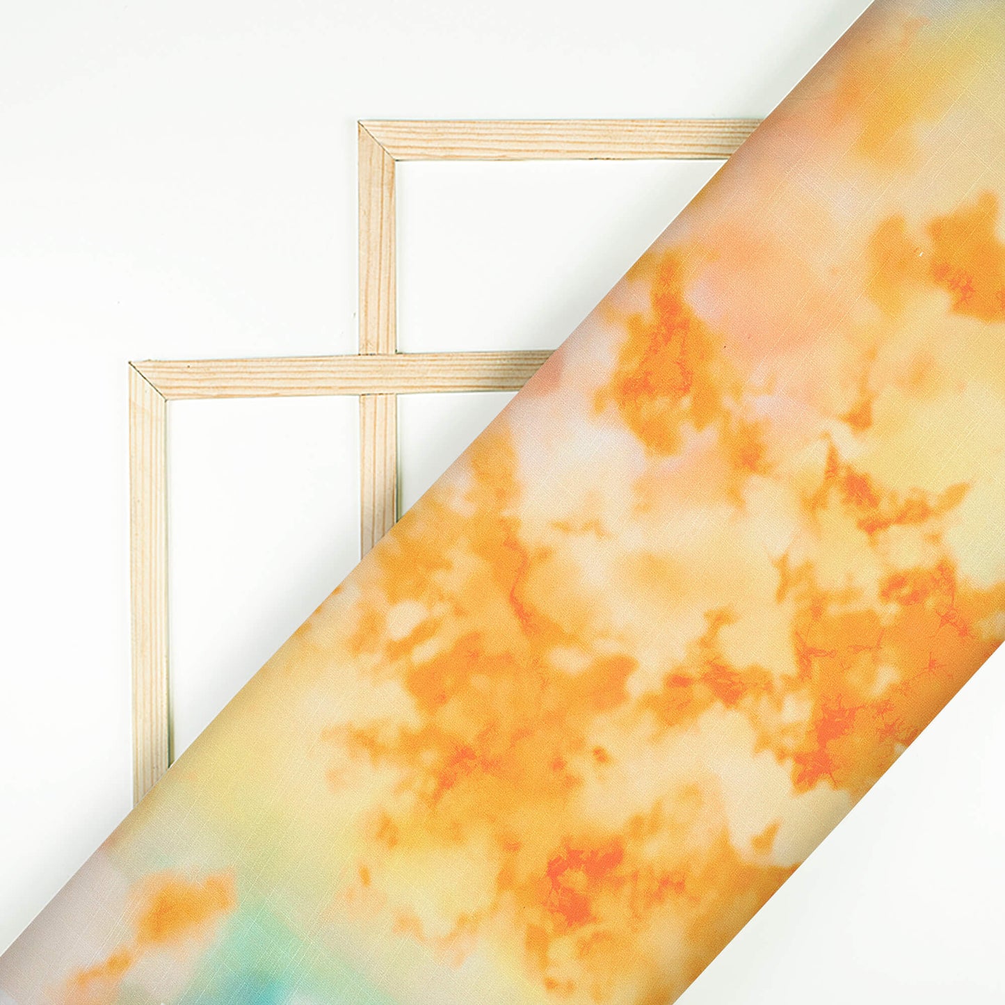 Carrot Orange Tye And Dye Pattern Digital Print Poly Linen Fabric
