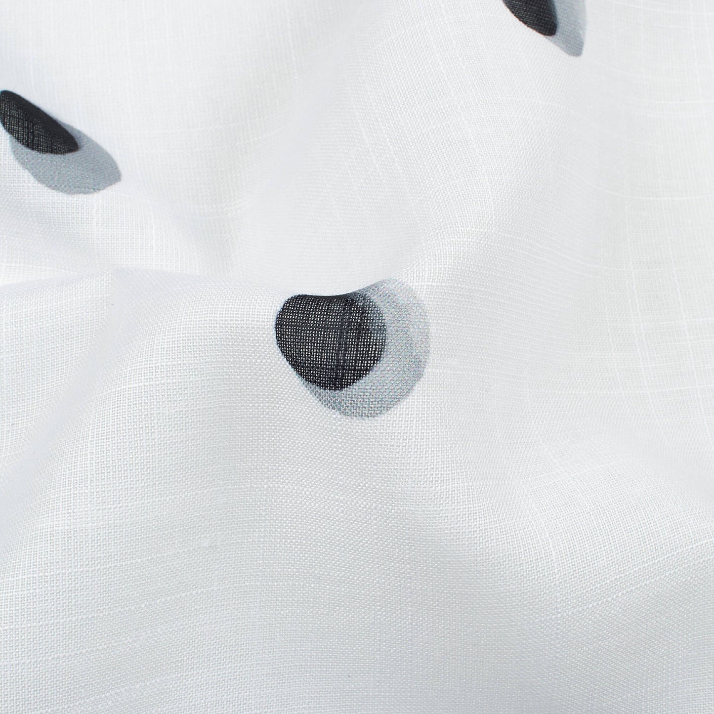 Premium White And Black Polka Dots Pattern Digital Print Poly Linen Fabric