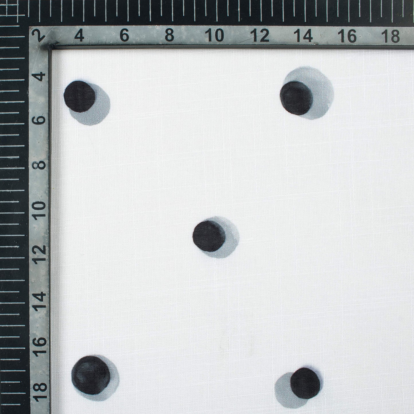 Premium White And Black Polka Dots Pattern Digital Print Poly Linen Fabric