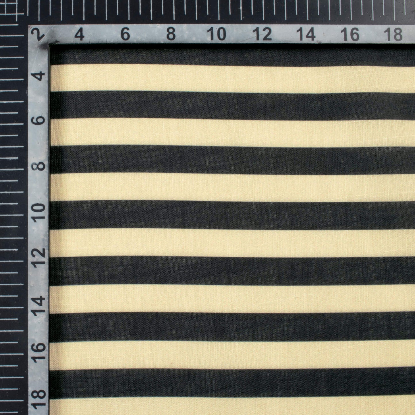 Black And Cream Stripes Pattern Digital Print Poly Linen Fabric