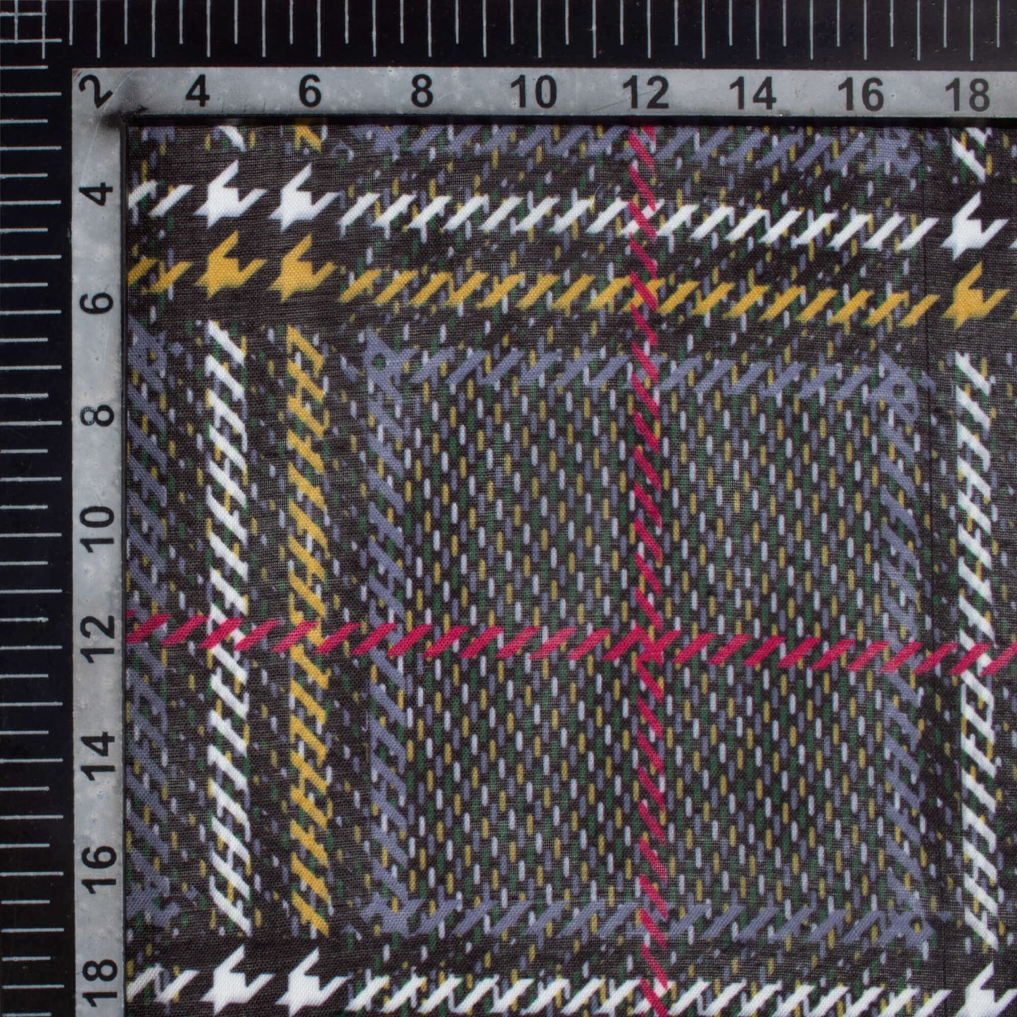 Black And Yellow Checks Pattern Digital Print Poly Mulmul Fabric (Width 40 Inches)