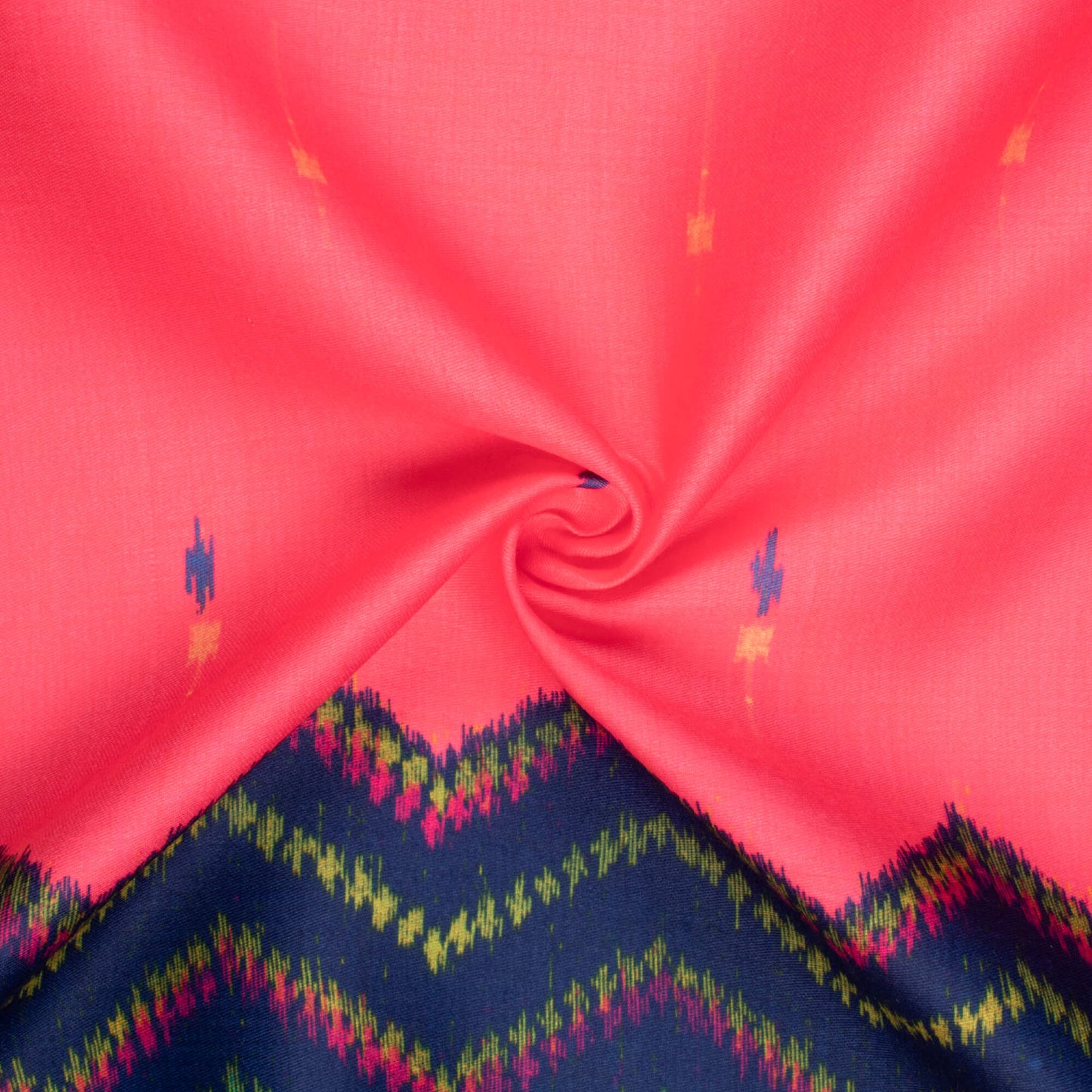 Rouge Pink And Navy Blue Daman Pattern Digital Print Poly Glazed Cotton Fabric