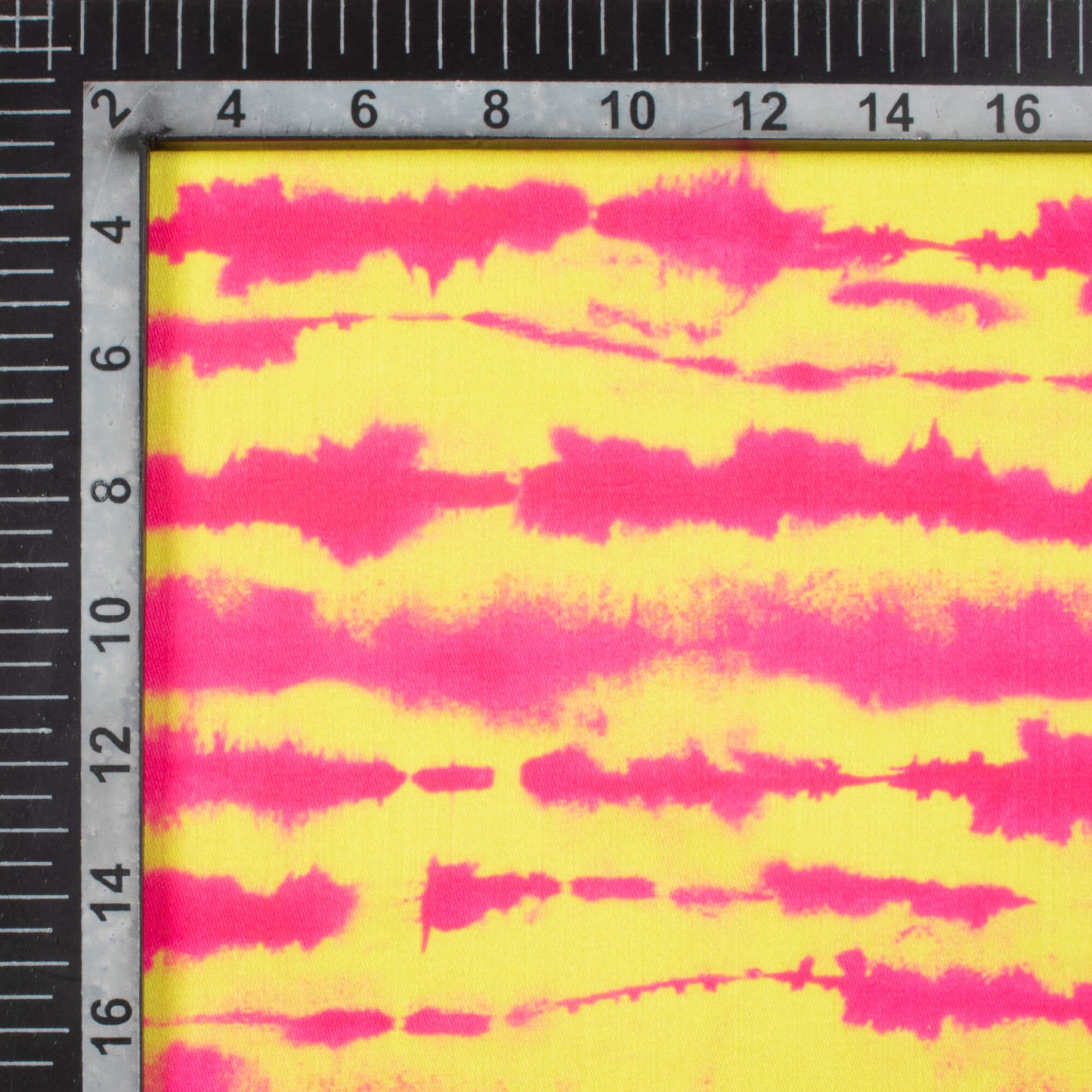 Bumblebee Yellow And Hot Pink Shibori Pattern Digital Print Poly Glazed Cotton Fabric