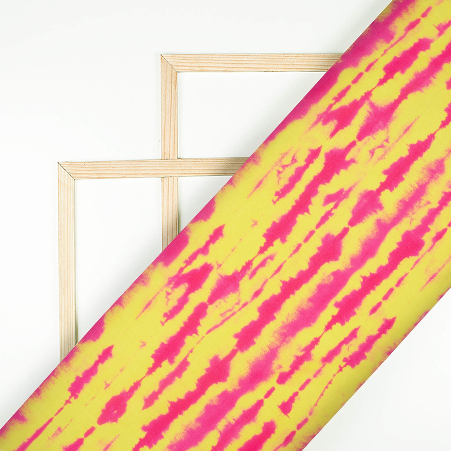 Bumblebee Yellow And Hot Pink Shiiborii Pattern Digital Print Poly Glazed Cotton Fabric