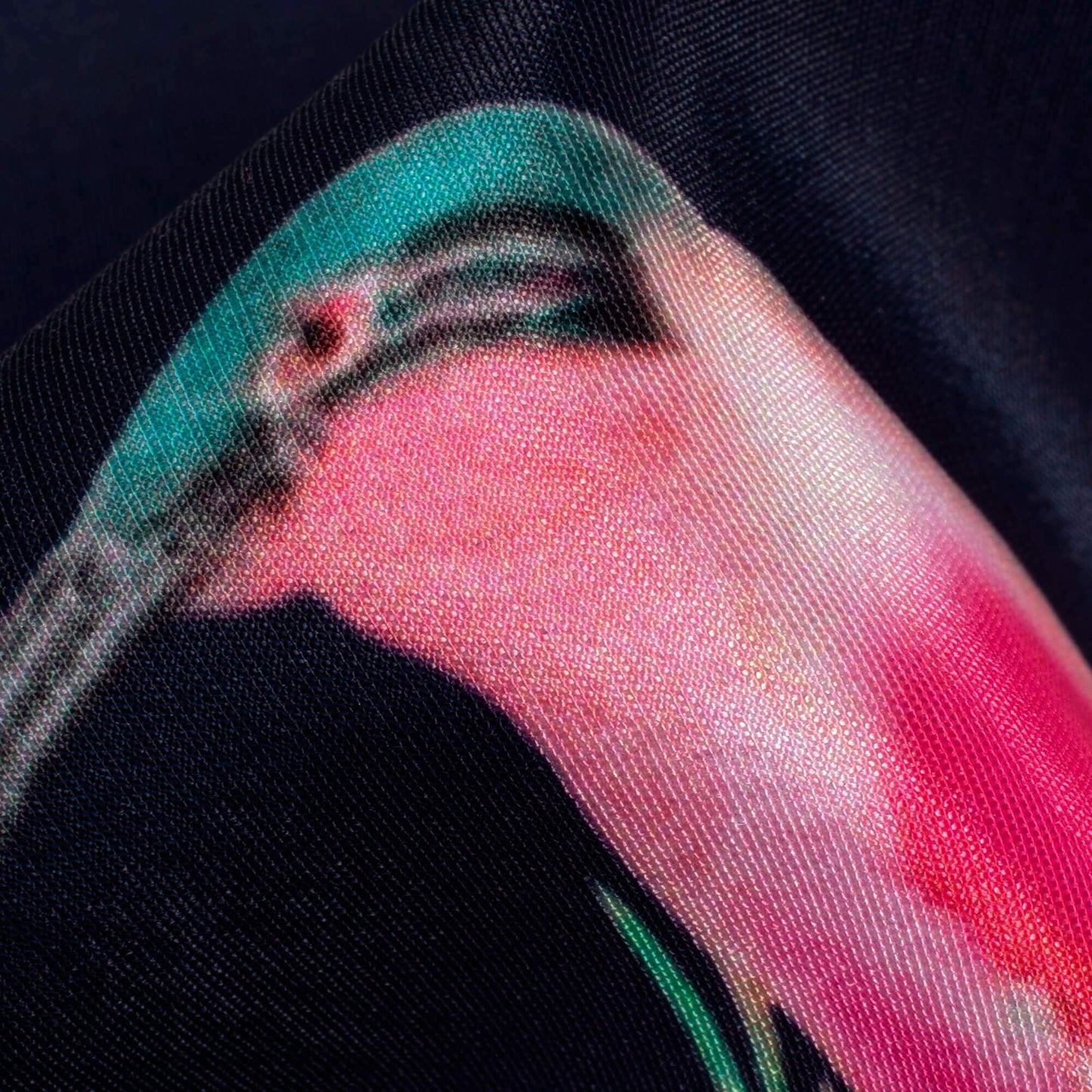 Navy Blue And Hot Pink Floral Pattern Digital Print Crisp Silk Fabric