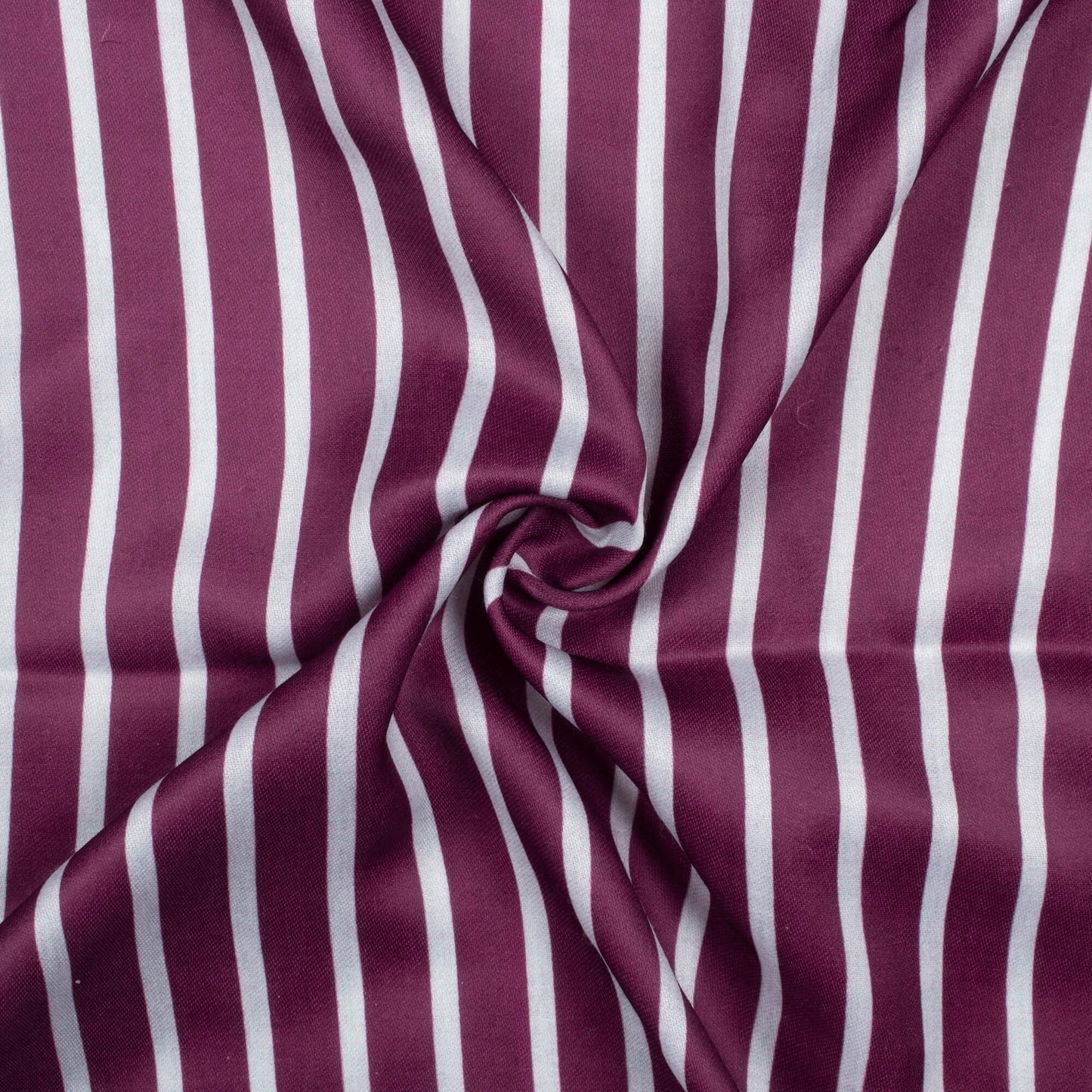 Plum Purple And Off White Stripes Pattern Digital Print Jam Satin Fabric