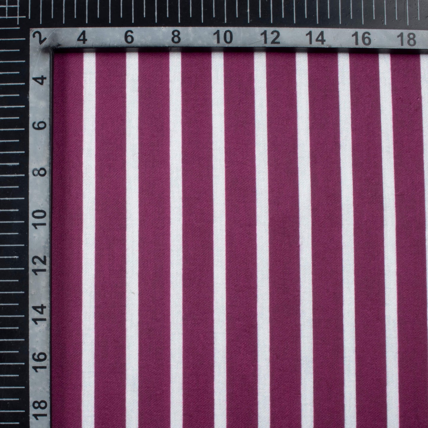Plum Purple And Off White Stripes Pattern Digital Print Jam Satin Fabric