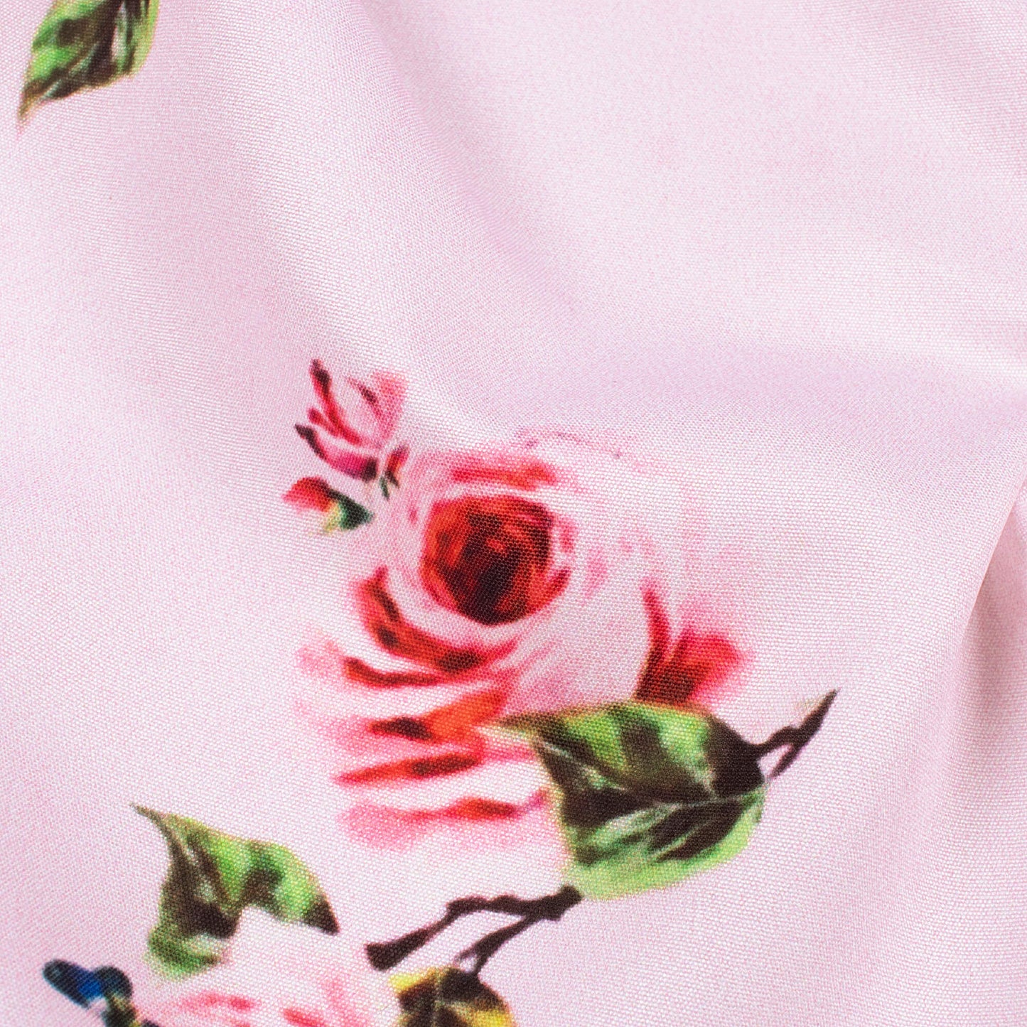 Rose Pink Floral Pattern Digital Print Poly Micro Crepe Fabric