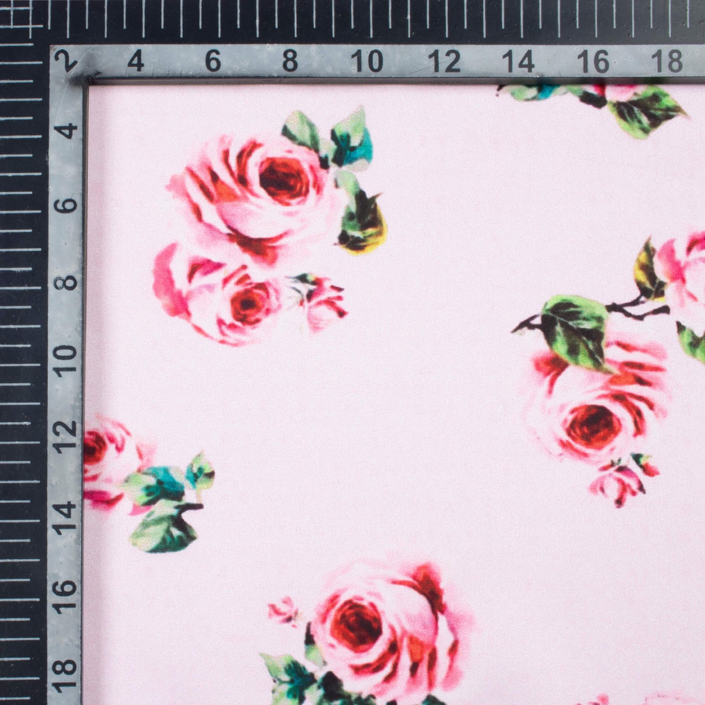 Rose Pink Floral Pattern Digital Print Poly Micro Crepe Fabric