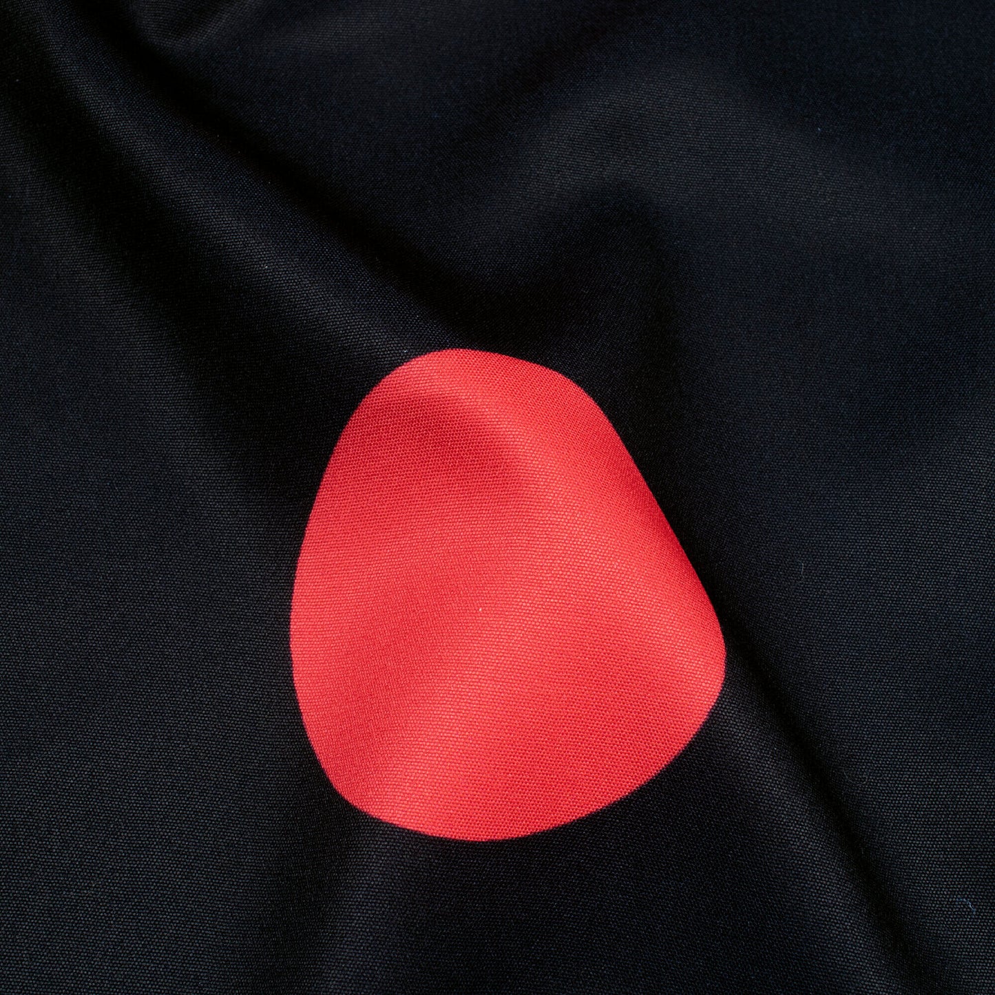 Black And Candy Red Polka Dot Pattern Digital Print Poly Micro Crepe Fabric