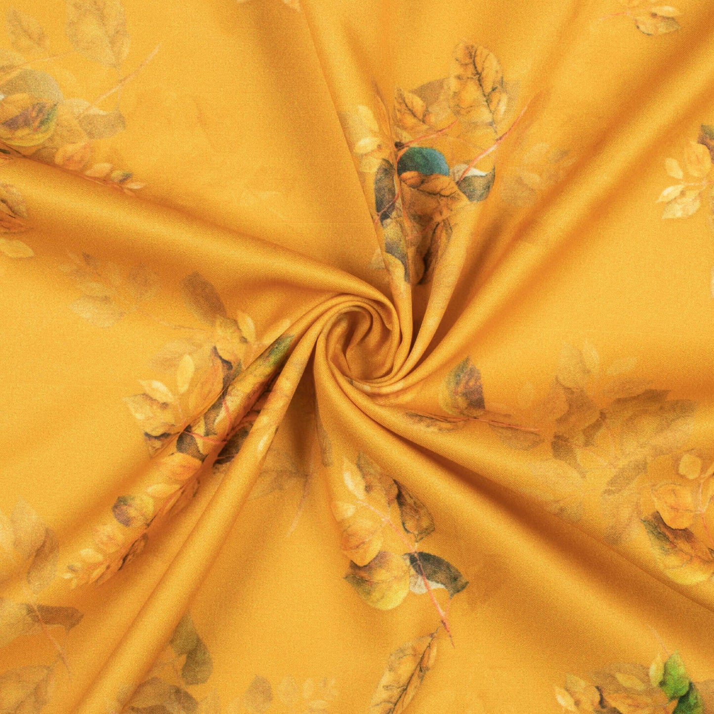 Honey Orange Floral Pattern Digital Print Poly Micro Crepe Fabric