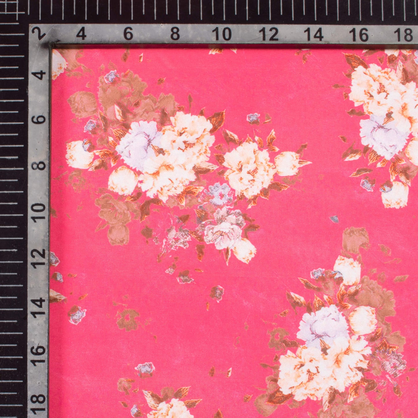 Fandango Pink And Peach Floral Pattern Digital Print Poly Micro Crepe Fabric