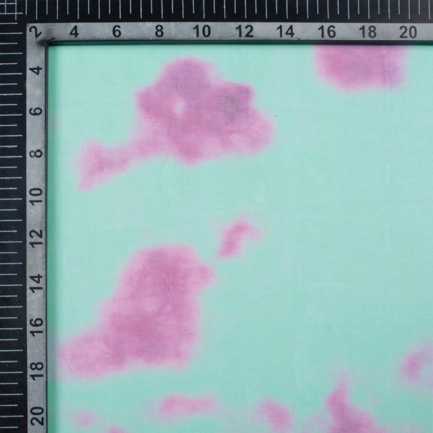 Aquamarine And Pink Tie & Dye Pattern Digital Print Organza Fabric (Width 58 Inches)