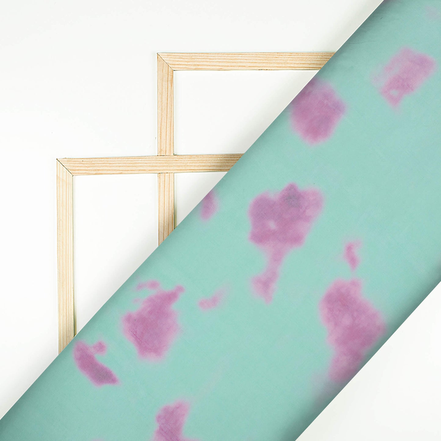 Aquamarine And Pink Tie & Dye Pattern Digital Print Organza Fabric (Width 58 Inches)
