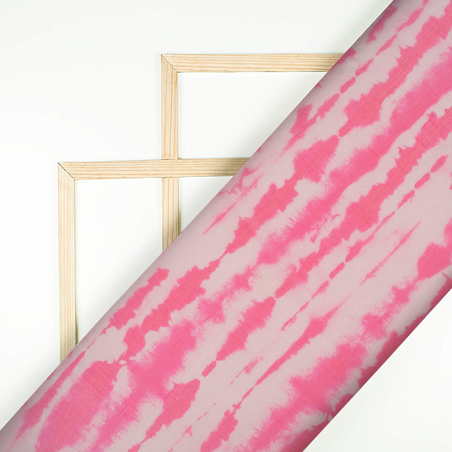 Hot Pink And Beige Shibori Pattern Digital Print Organza Fabric (Width 58 Inches)