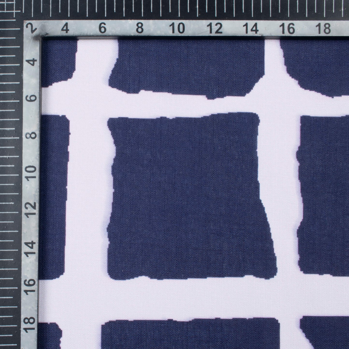 Space Blue And White Abstract Pattern Digital Print Poly Linen Slub Fabric