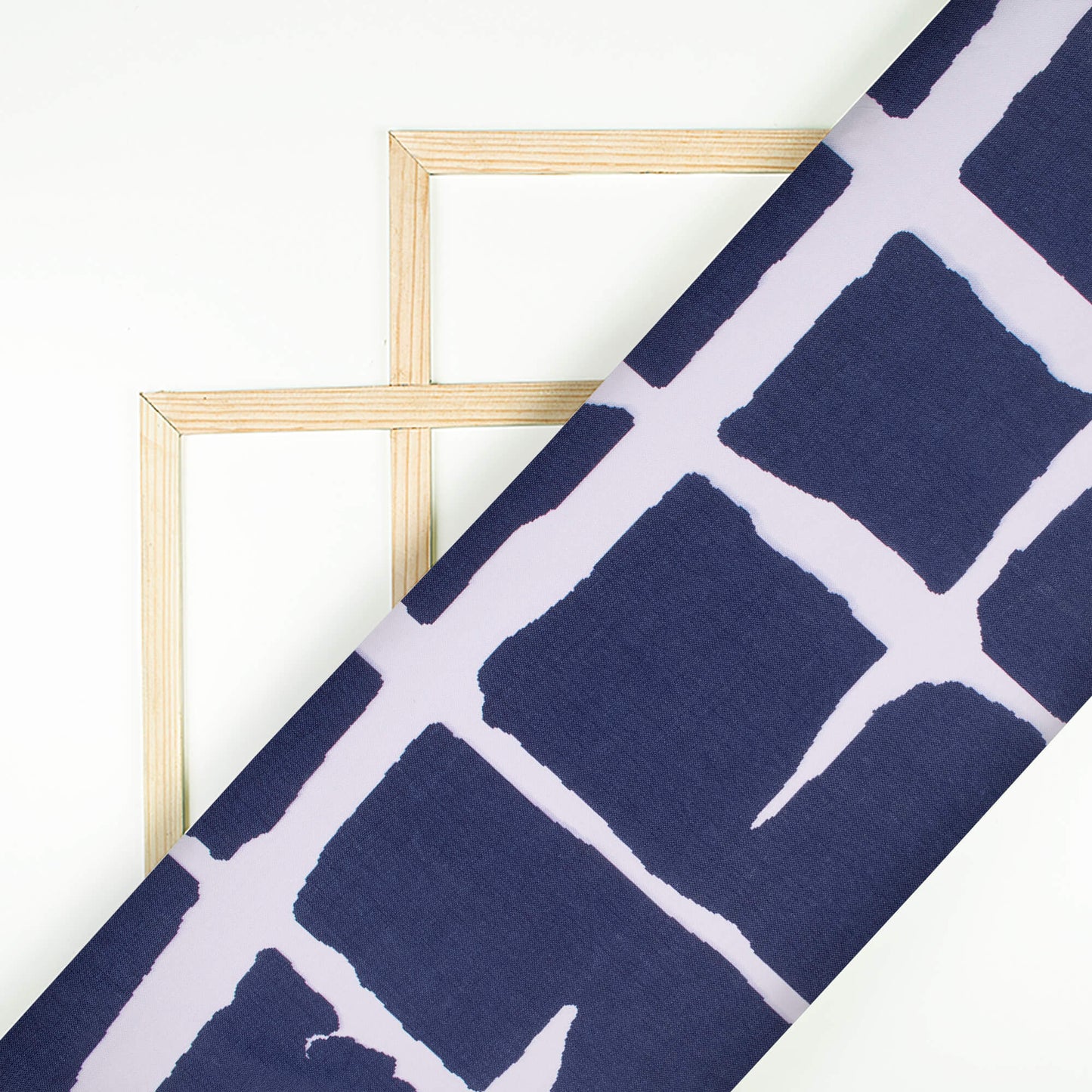 Space Blue And White Abstract Pattern Digital Print Poly Linen Slub Fabric