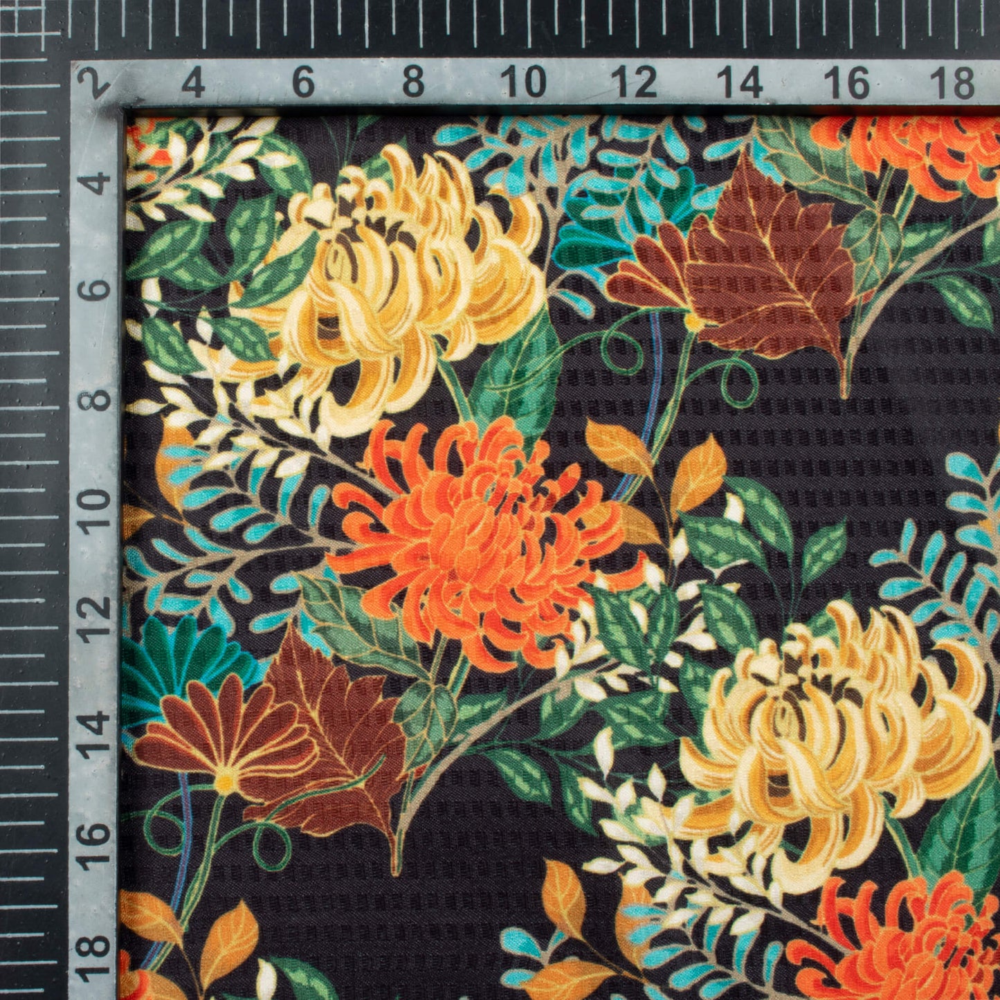 Black And Yellow Floral Pattern Digital Print Sherwani Fabric (Width 58 Inches)