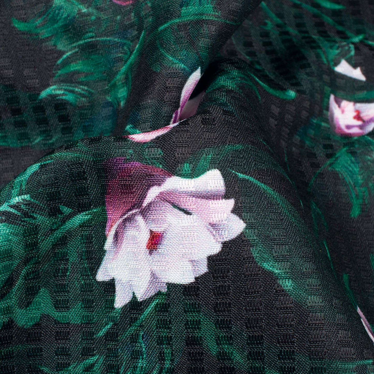 Black And Lilac Purple Floral Pattern Digital Print Sherwani Fabric (Width 58 Inches)