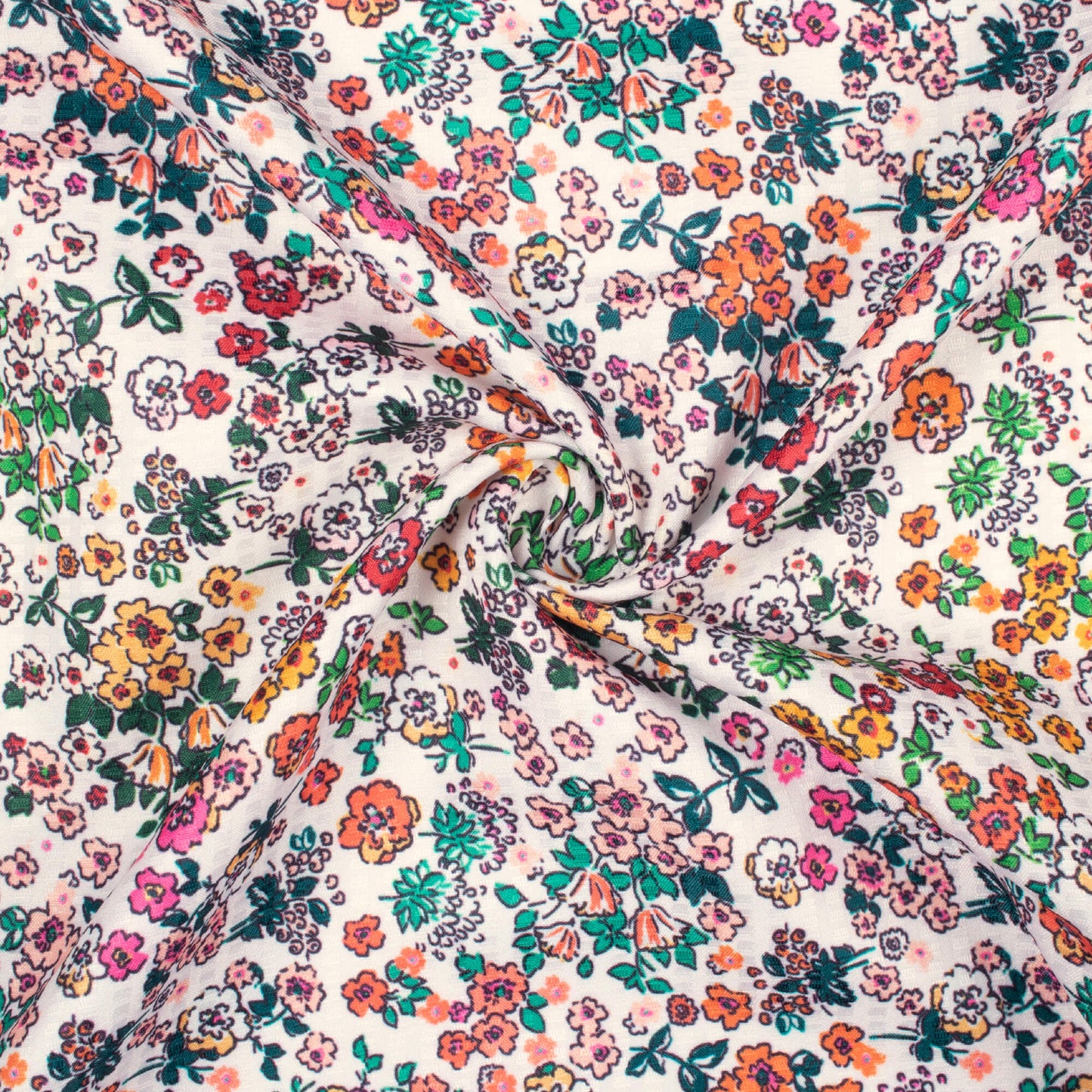 White And Orange Floral Pattern Digital Print Sherwani Fabric (Width 58 Inches)